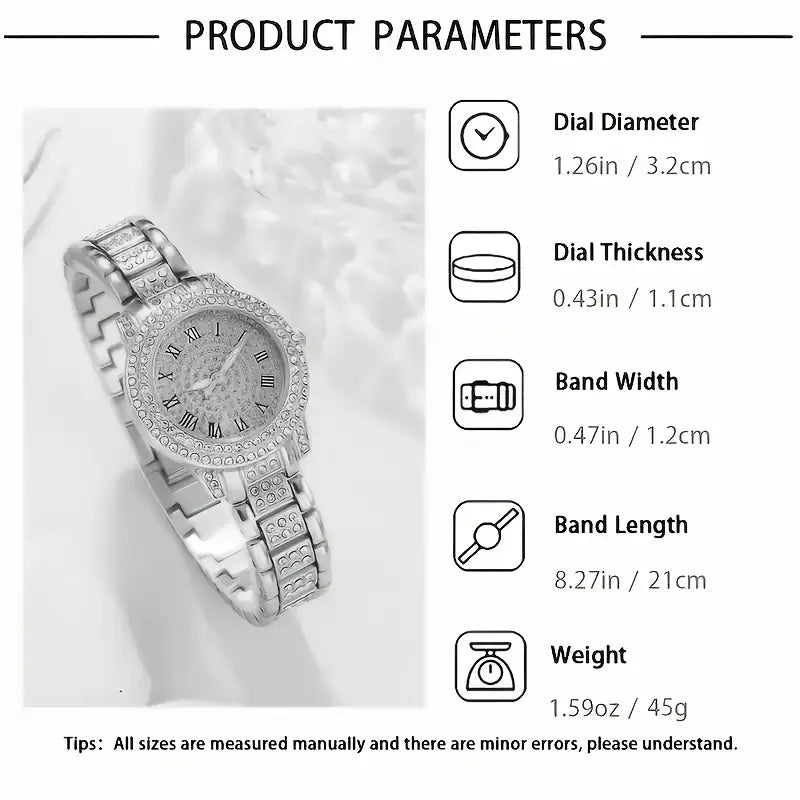 5PCS Women’s Luxury Jewelry & Watch Set - طقم نسائي فاخر 5 قطع