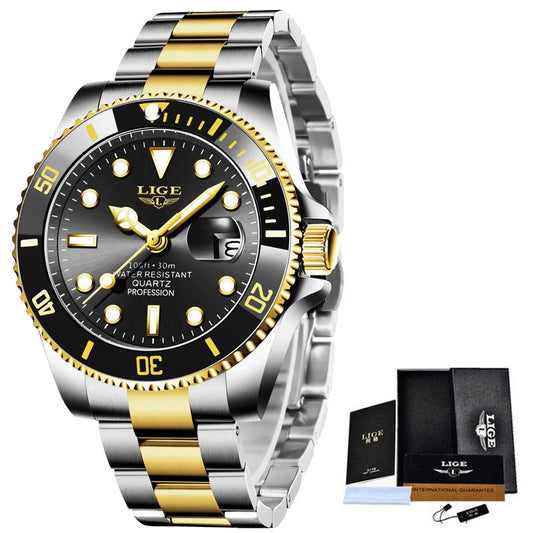 LIGE 2024 New Mens Watches Top Brand Luxury Fashion Date Clock Sport Mens Quartz Wristwatchساعات رجالية جديدة من LIGE 2024، علامة تجارية فاخرة، ساعة رياضية للرجال، كوارتز، ساعة معصم (Copy) (Copy)