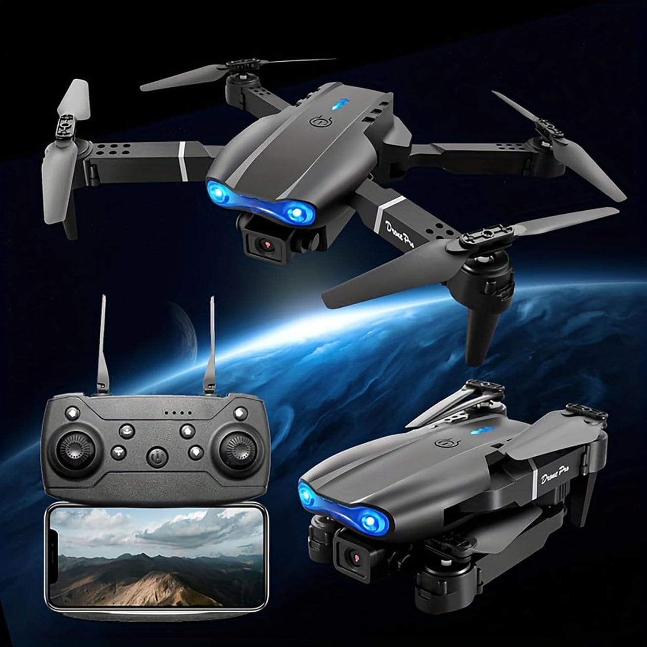E99 Pro 8K Drone – Dual Camera– طائرة بدون طيار E99 Pro 8K – كاميرا مزدوجة، GPS 5G وبطارية مزدوجة