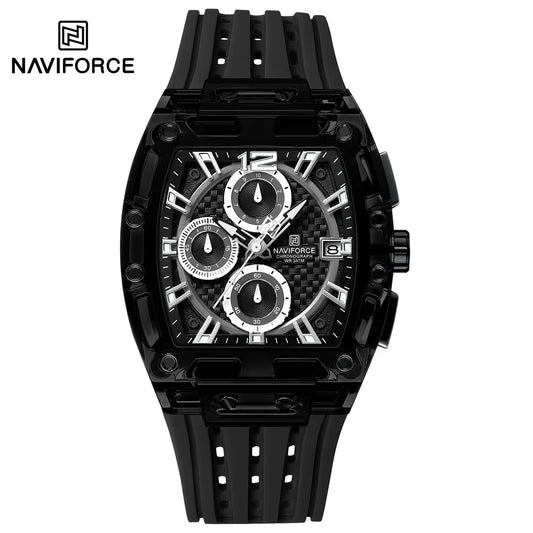 NAVIFORCE NF 7105 Men Watch Sport Top Brand Luxury  Date Original Wristwatch Silicone Strap Quartz Clock ساعة NAVIFORCE NF 7105 للرجال رياضية فاخرة من أفضل العلامات التجارية العسكرية كرونوغراف وتاريخ ساعة يد أصلية بحزام من السيليكون وساعة كوارتز