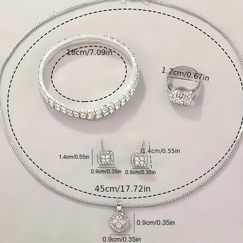 5PCS Women’s Luxury Jewelry & Watch Set - طقم نسائي فاخر 5 قطع