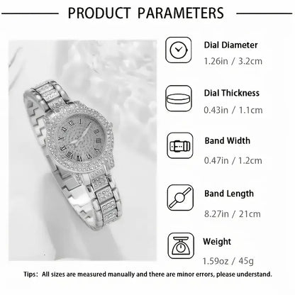5PCS Women’s Luxury Jewelry & Watch Set - طقم نسائي فاخر 5 قطع