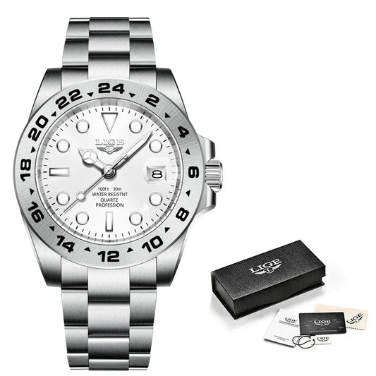LIGE 2024 New Mens Watches Top Brand Luxury Fashion Date Clock Sport Mens Quartz Wristwatchساعات رجالية جديدة من LIGE 2024، علامة تجارية فاخرة، ساعة رياضية للرجال، كوارتز، ساعة معصم (Copy)