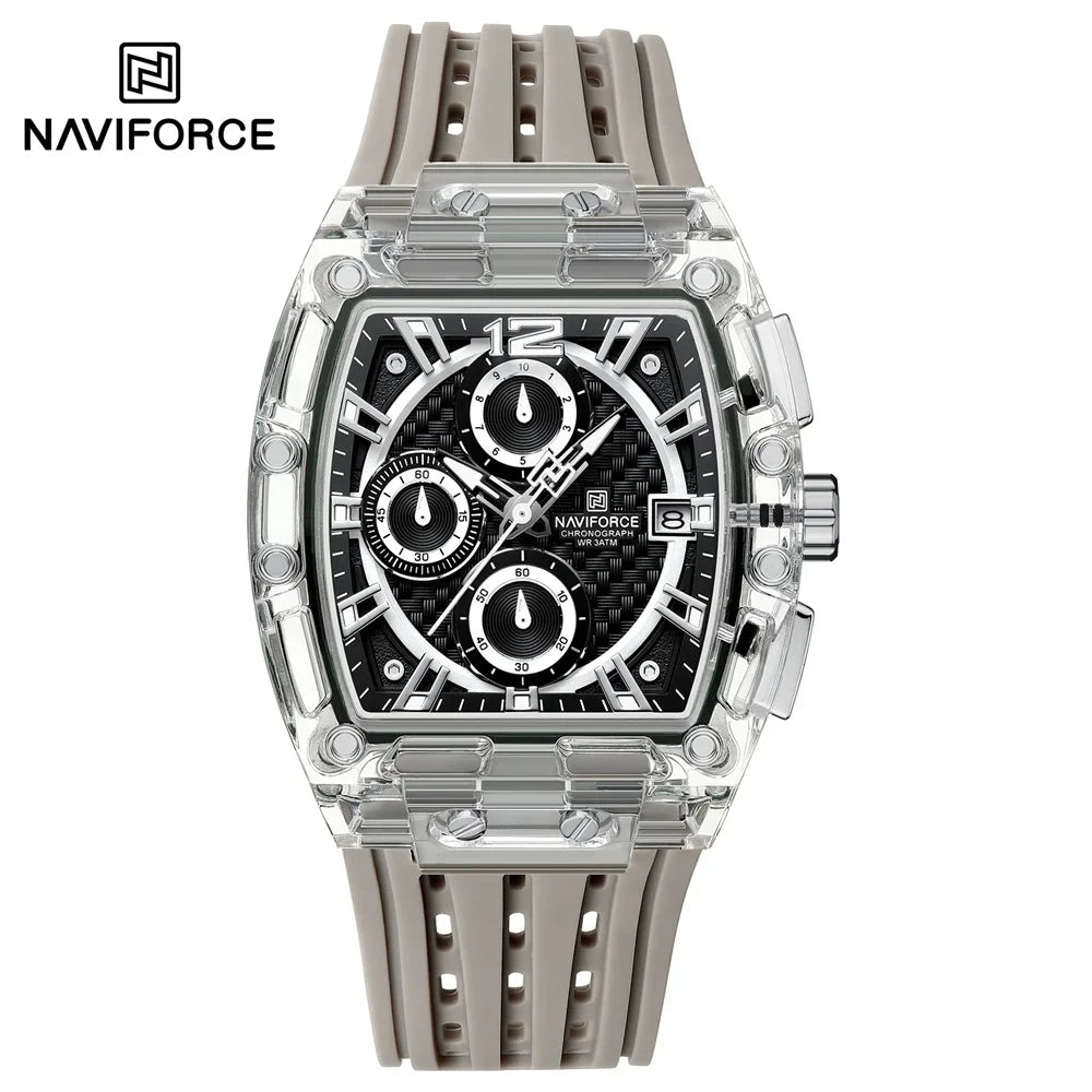 NAVIFORCE NF 7105 Men Watch Sport Top Brand Luxury  Date Original Wristwatch Silicone Strap Quartz Clock ساعة NAVIFORCE NF 7105 للرجال رياضية فاخرة من أفضل العلامات التجارية العسكرية كرونوغراف وتاريخ ساعة يد أصلية بحزام من السيليكون وساعة كوارتز