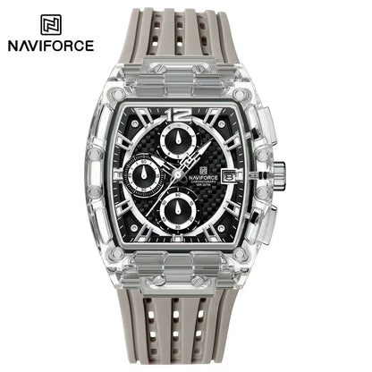 NAVIFORCE NF 7105 Men Watch Sport Top Brand Luxury  Date Original Wristwatch Silicone Strap Quartz Clock ساعة NAVIFORCE NF 7105 للرجال رياضية فاخرة من أفضل العلامات التجارية العسكرية كرونوغراف وتاريخ ساعة يد أصلية بحزام من السيليكون وساعة كوارتز