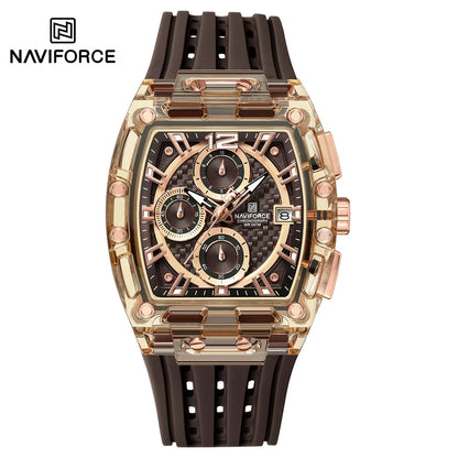 NAVIFORCE NF 7105 Men Watch Sport Top Brand Luxury  Date Original Wristwatch Silicone Strap Quartz Clock ساعة NAVIFORCE NF 7105 للرجال رياضية فاخرة من أفضل العلامات التجارية العسكرية كرونوغراف وتاريخ ساعة يد أصلية بحزام من السيليكون وساعة كوارتز