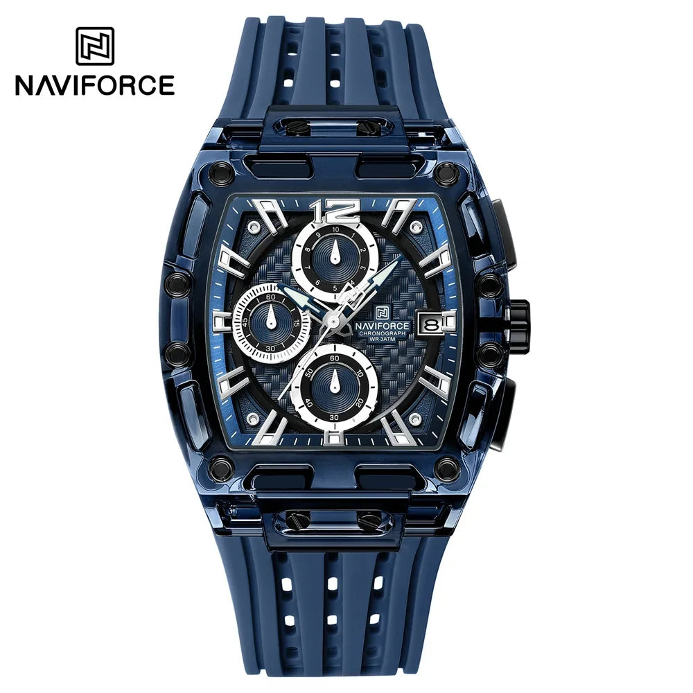 NAVIFORCE NF 7105 Men Watch Sport Top Brand Luxury  Date Original Wristwatch Silicone Strap Quartz Clock ساعة NAVIFORCE NF 7105 للرجال رياضية فاخرة من أفضل العلامات التجارية العسكرية كرونوغراف وتاريخ ساعة يد أصلية بحزام من السيليكون وساعة كوارتز